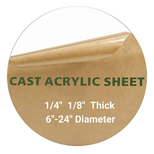 1 Pieces 1/4" Round Plexiglass Sheet, 18 Inch Diameter Clear Acrylic Circle, Rou